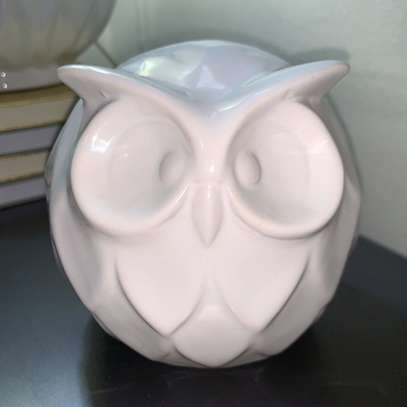 White Porcelain Ceramic Owl Figurine Home Accent